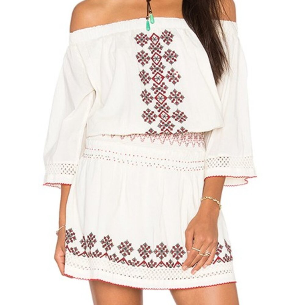 New with Tags Tularosa Off-the-Shoulder Boho Embroidered Dress Large